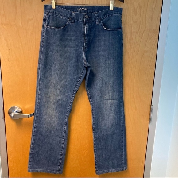 LACOSTE Sz 33 Designed in France Tapered Mid-Wash Professionally Hemmed Jeans - Picture 1 of 8